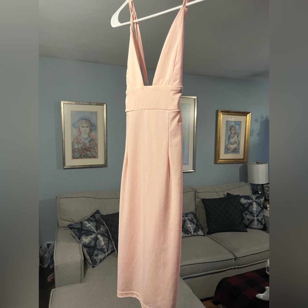 Cute Light Pink Crossover Dress